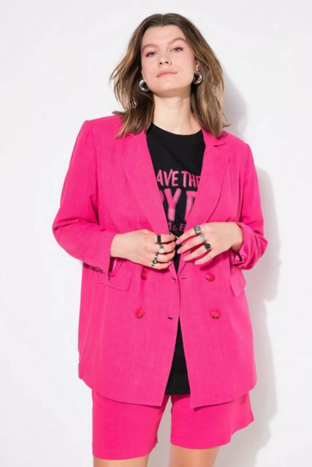 Studio Untold Blusenblazer Leinenmix-Blazer Loose Fit Doppelreiher günstig online kaufen