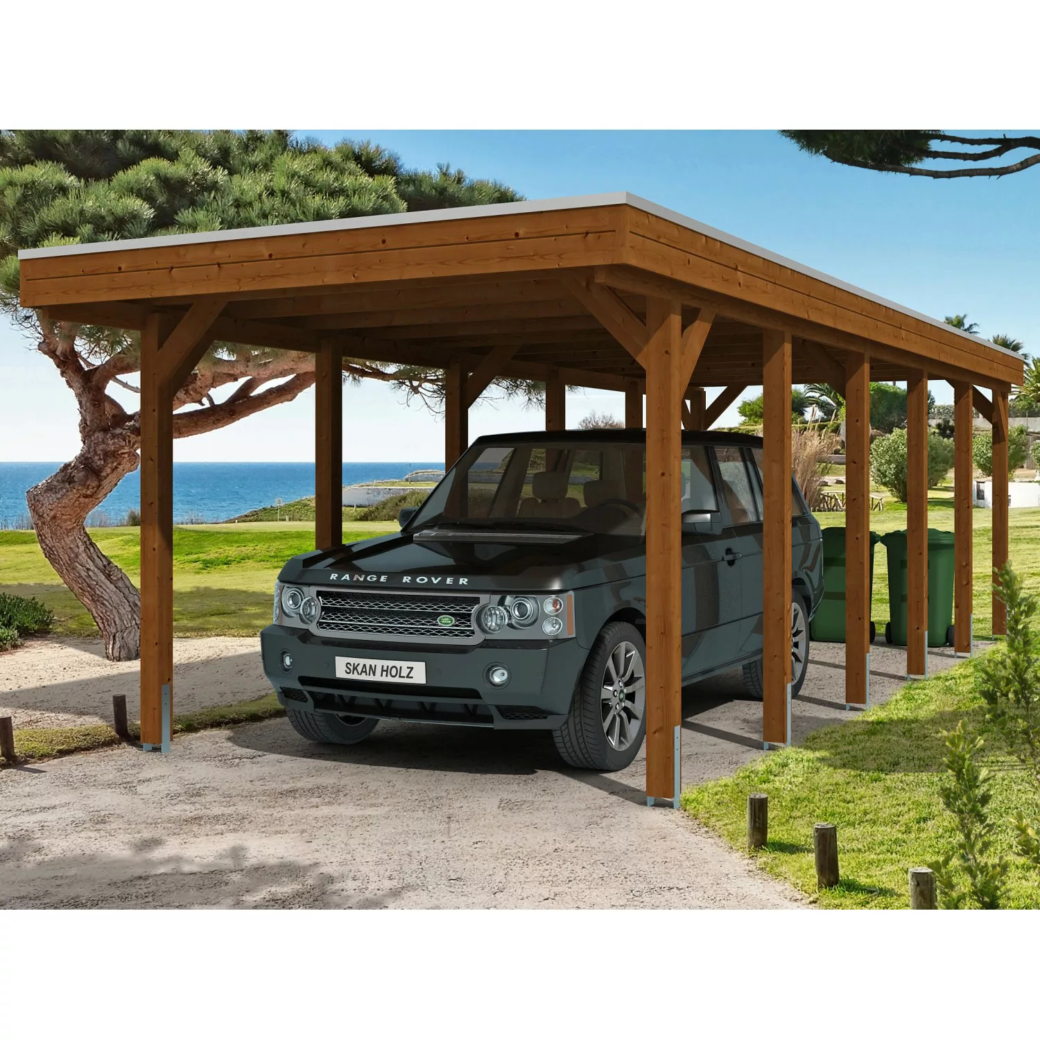 Skan Holz Einzelcarport Holz Nussbaum 314 cm x 860 cm günstig online kaufen