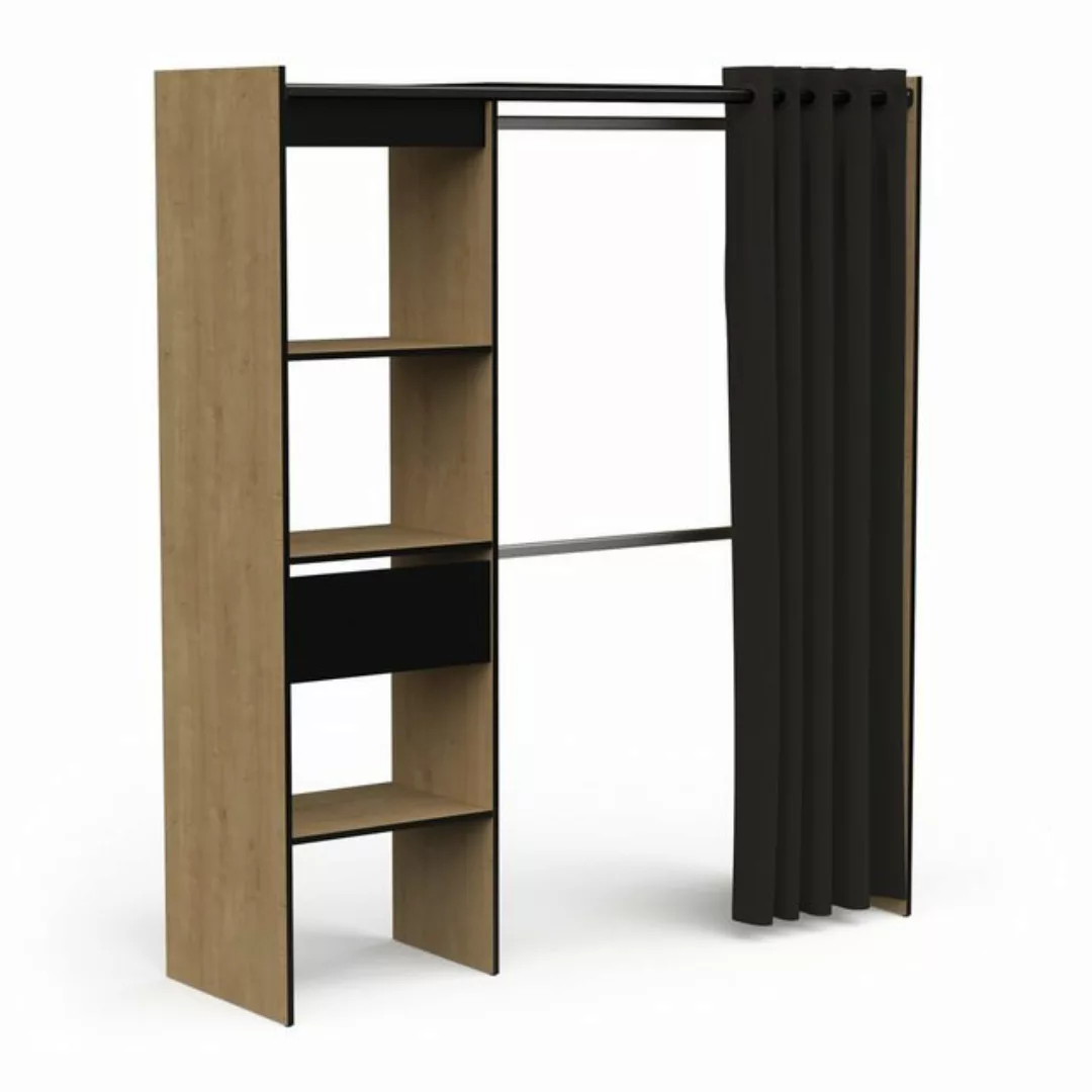 PREISBRECHER Vorhang-Schrank CHICAGO in Hamilton Eiche - 113,8x191,5x50cm ( günstig online kaufen