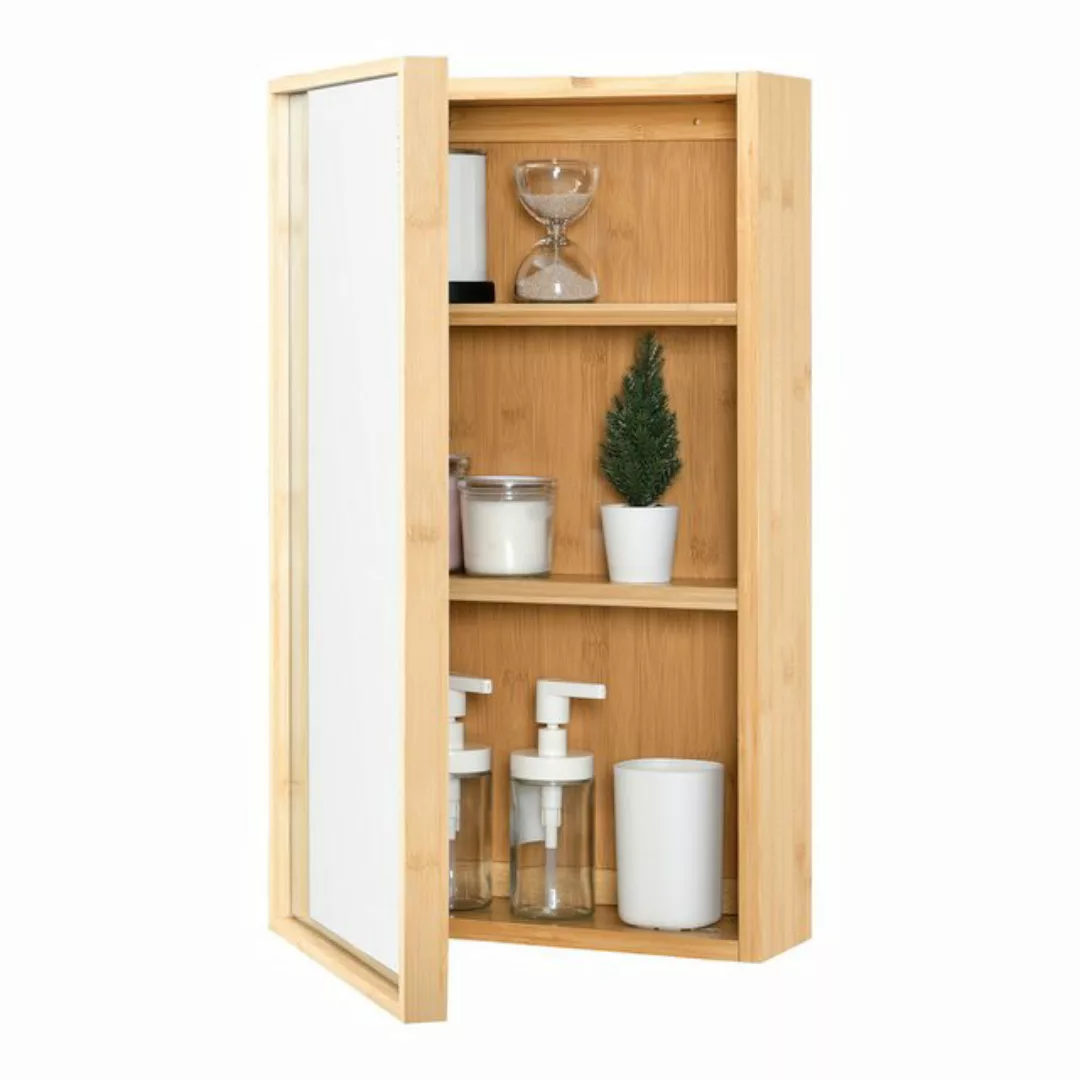 en.casa Spiegelschrank Ikorfat Badezimmer Schrank Bambus 60,5 x 35 x 14 cm günstig online kaufen