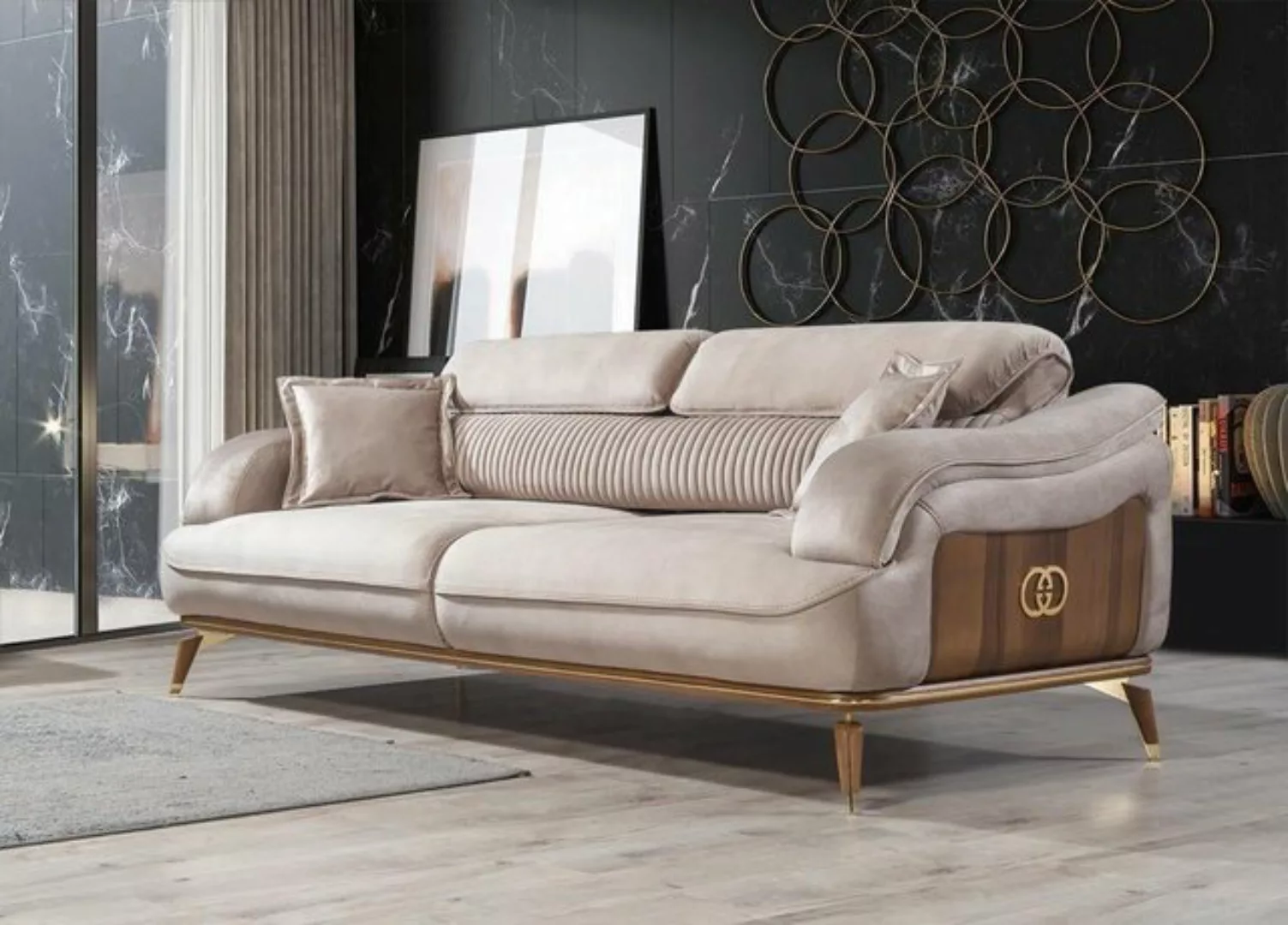 JVmoebel Sofa Dreisitzer Sofa 3 Sitzer Luxus Sofas Wohnzimmer Möbel Stoff D günstig online kaufen