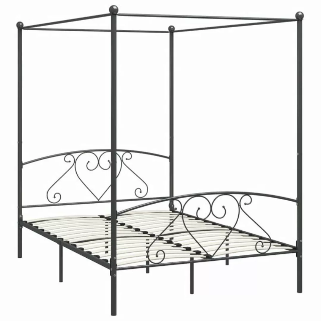 Himmelbett-gestell Grau Metall 140 X 200 Cm günstig online kaufen