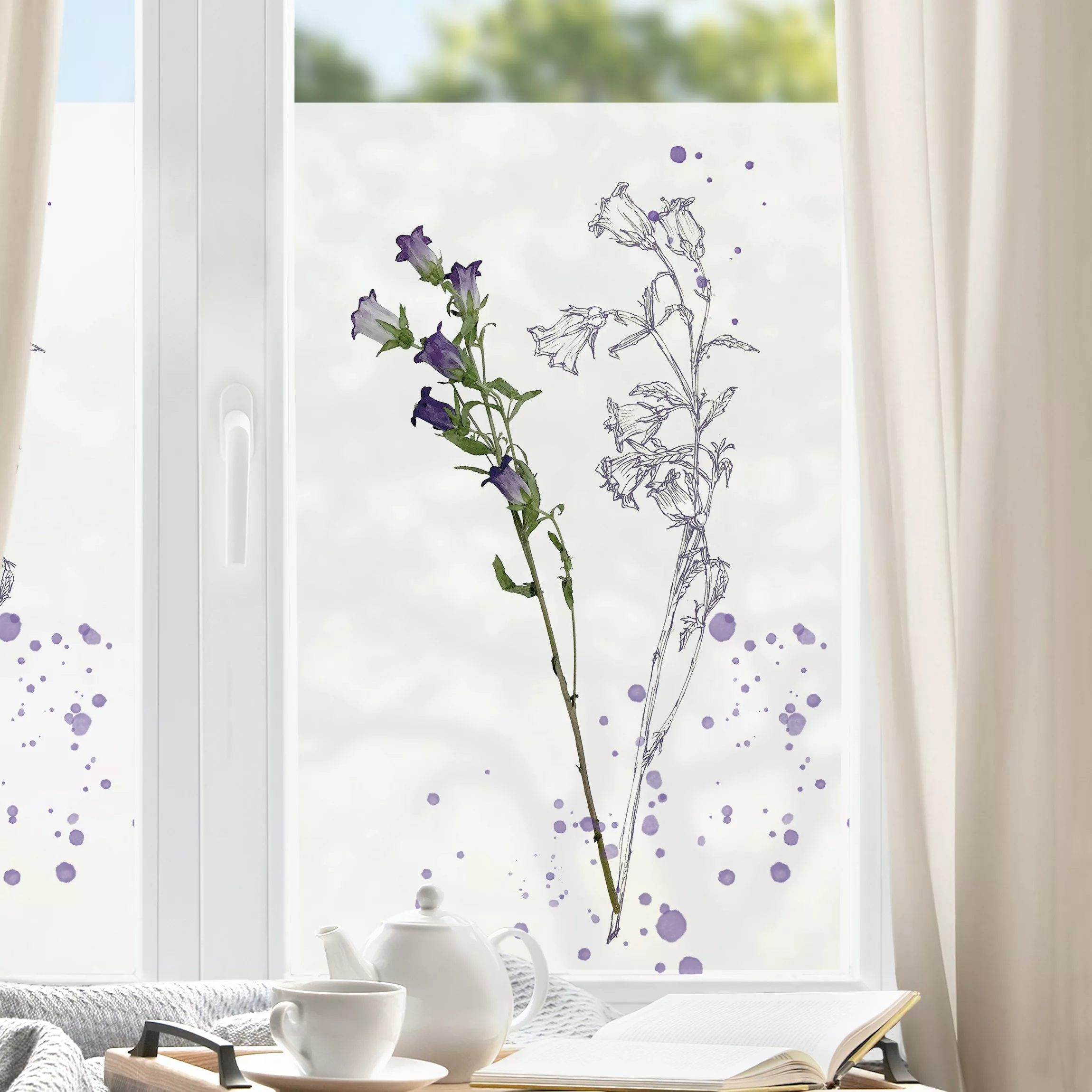 Fensterfolie Botanisches Aquarell - Glockenblume günstig online kaufen