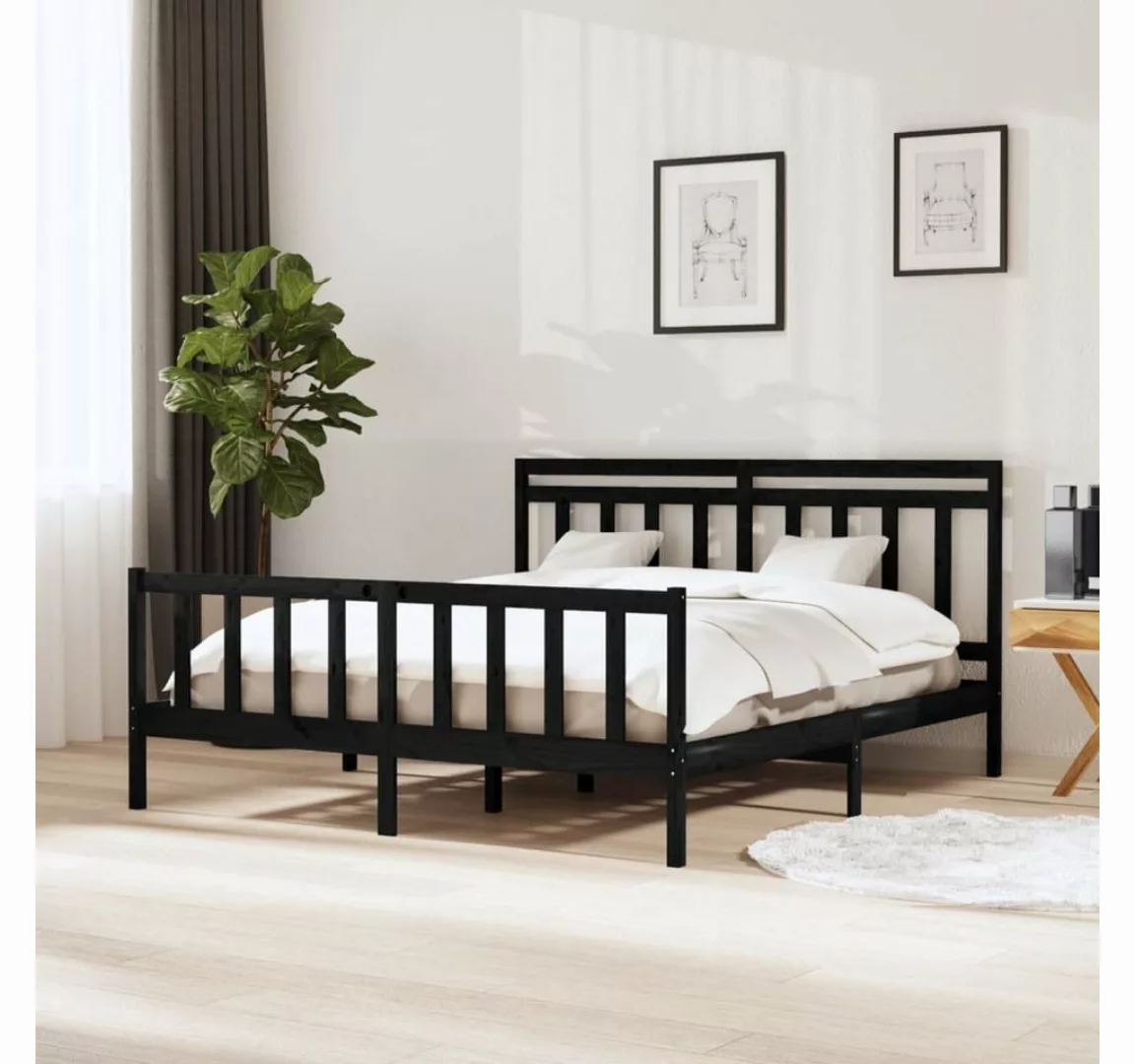 furnicato Bett Massivholzbett Schwarz 160x200 cm günstig online kaufen