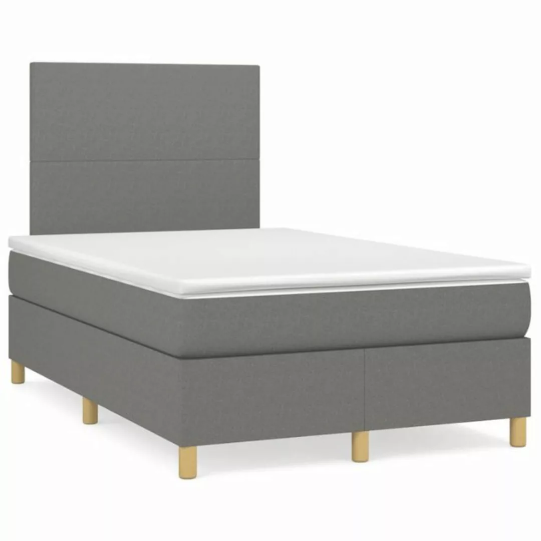 vidaXL Bettgestell Boxspringbett mit Matratze Dunkelgrau 120x200 cm Stoff B günstig online kaufen