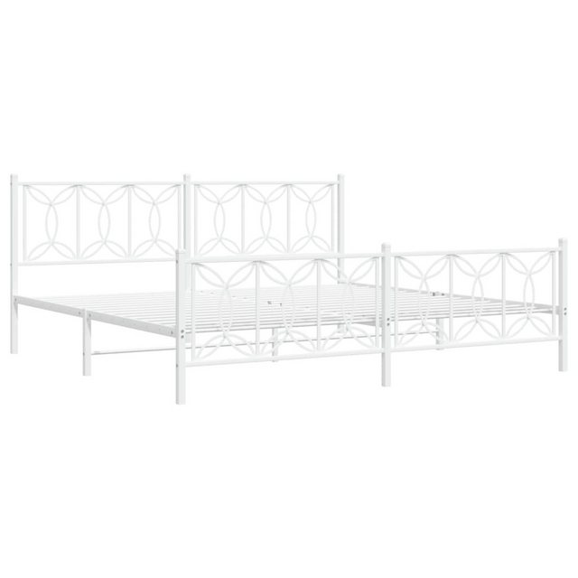 vidaXL Bett Bettgestell mit Kopf- und Fußteil Metall Weiß 193x203 cm günstig online kaufen