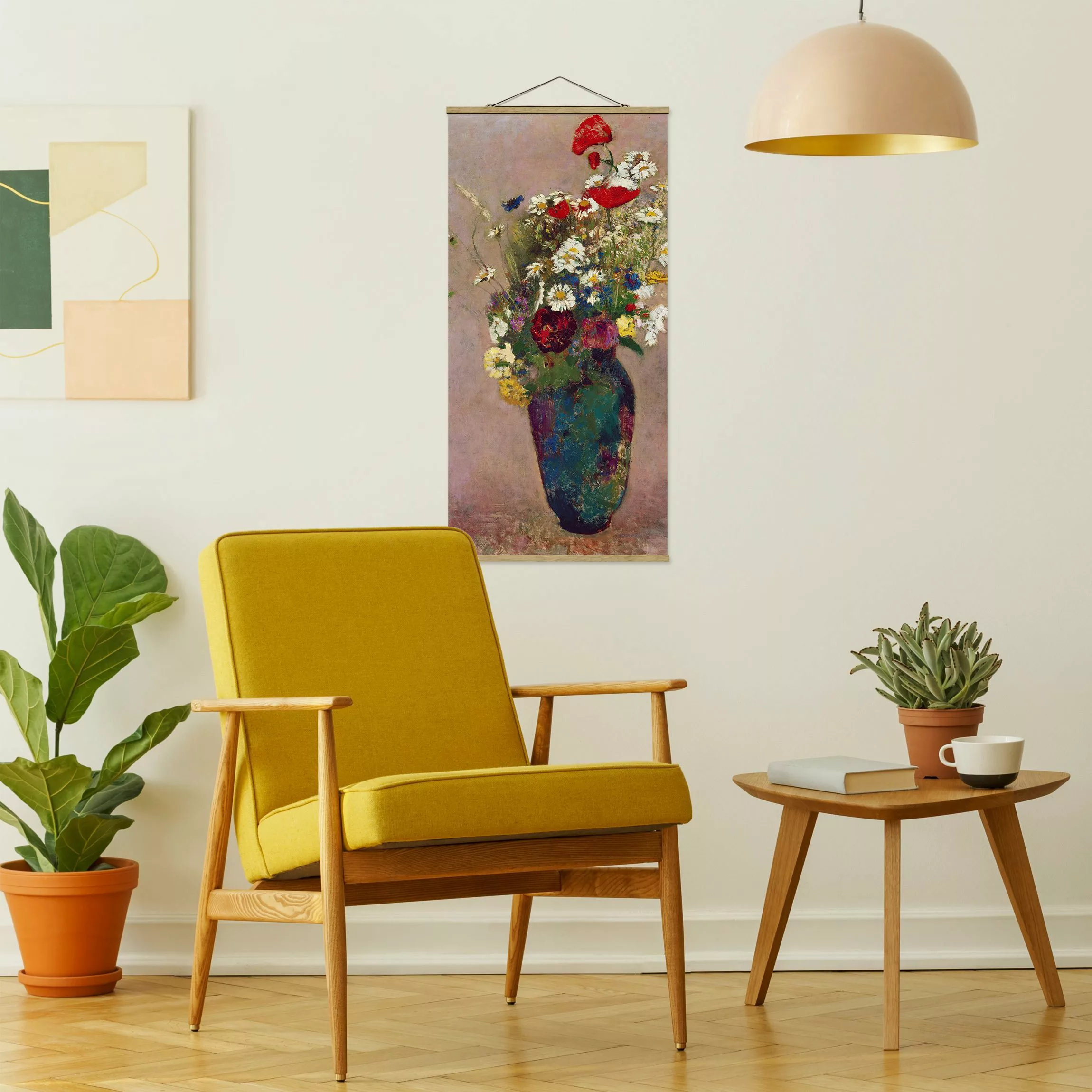Stoffbild Kunstdruck mit Posterleisten - Hochformat Odilon Redon - Blumenva günstig online kaufen