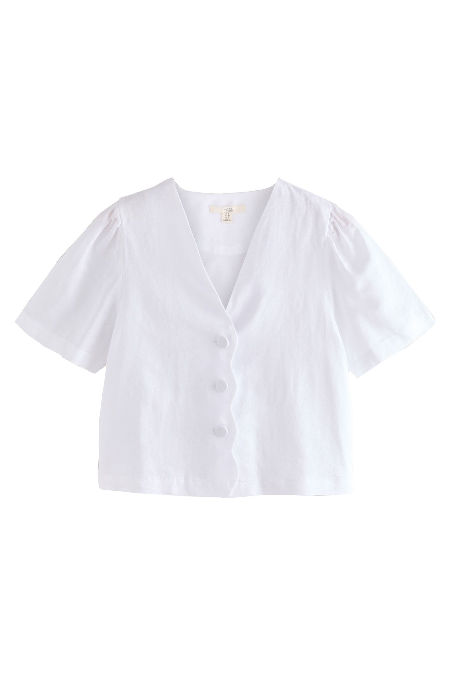 Next Kurzarmbluse Kurzärmelige Button-down-Bluse mit Bogenkanten günstig online kaufen