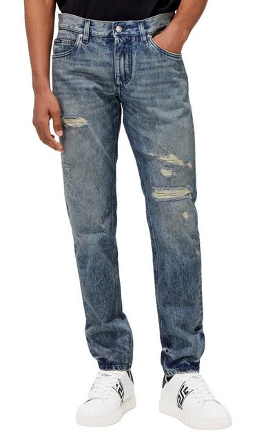 DOLCE & GABBANA 5-Pocket-Jeans Jeans Denim Hose Marble-effect Slim-Leg Pant günstig online kaufen