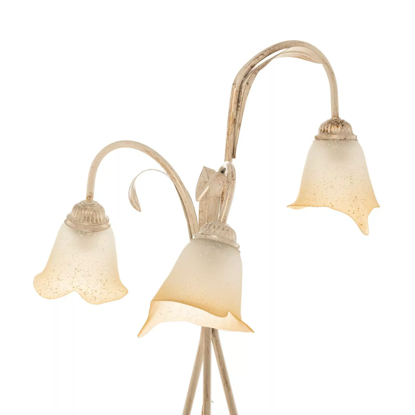 Stehlampe Lucrezia in Elfenbein mit Blütenschirm günstig online kaufen