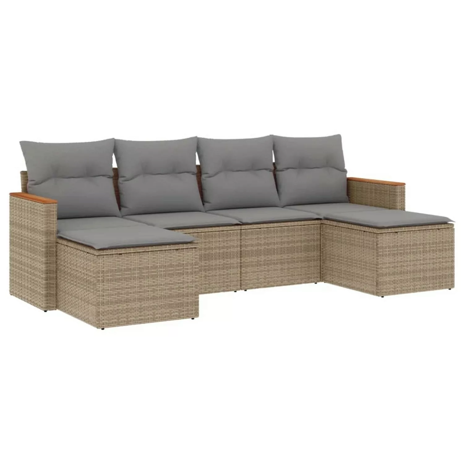 vidaXL 6-tlg Garten-Sofagarnitur mit Kissen Beige Poly Rattan Modell 310 günstig online kaufen