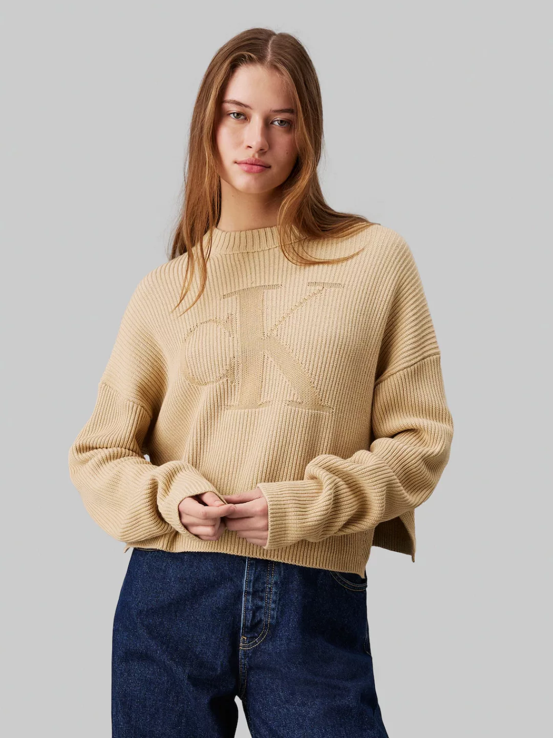 Calvin Klein Jeans Stehkragenpullover "LOGO INTARSIA REGULAR SWEATER", mit günstig online kaufen