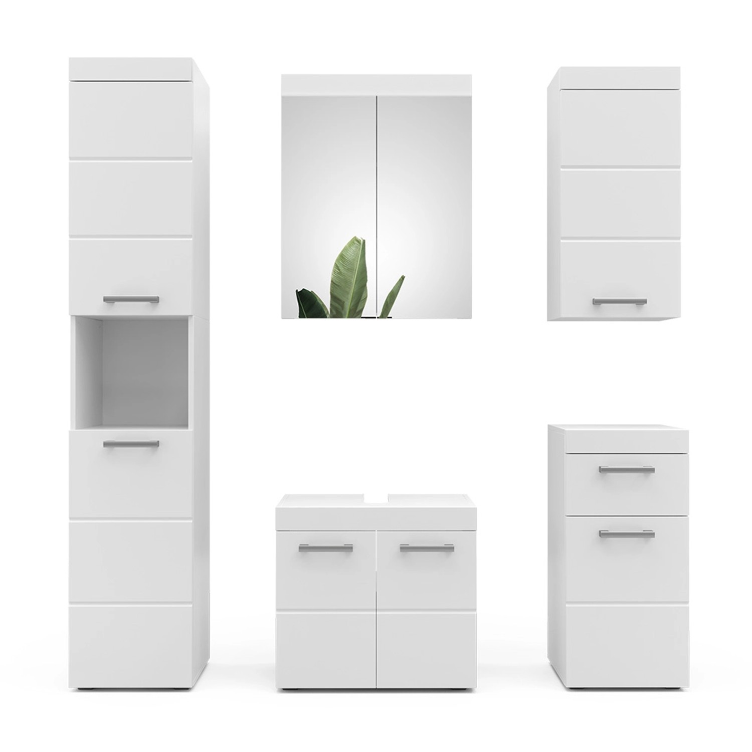 Vicco Badmöbel-Set Luna Weiß 5 Teile günstig online kaufen