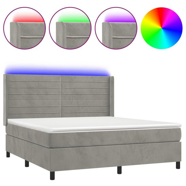 vidaXL Boxspringbett Boxspringbett mit Matratze und LED Samt (160 x 200 cm, günstig online kaufen