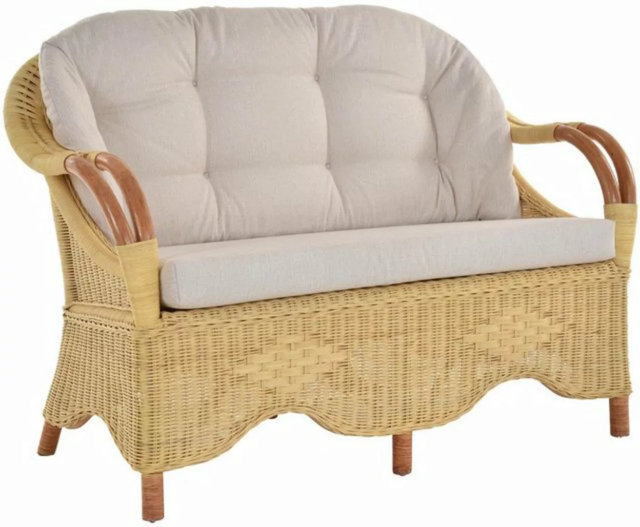 Krines Home Loungesofa Rattansofa 2-Sitzer-Sofa Wintergarten Natur Rattan C günstig online kaufen