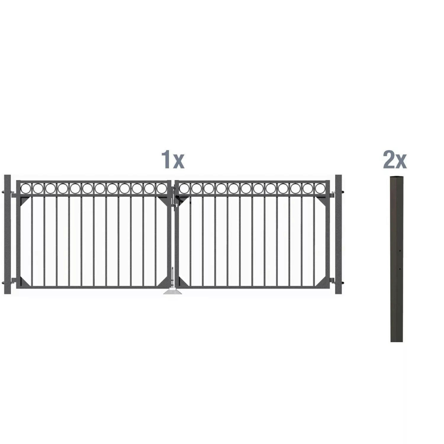 Metallzaun Doppeltor-Set Circle Anthrazit z. Einbetonieren 100 cm x 301 cm günstig online kaufen