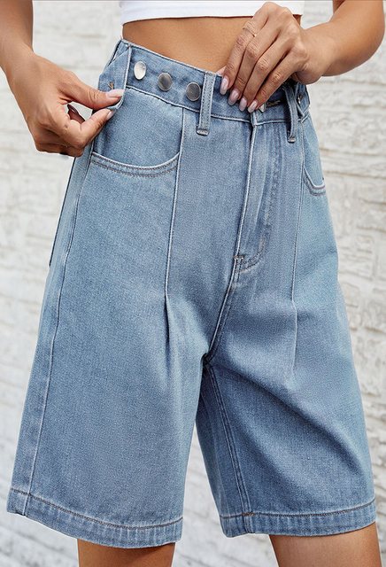 CHENIN Jeansshorts Gewaschene jeanshose mit verstellbarer taille Jeansshort günstig online kaufen