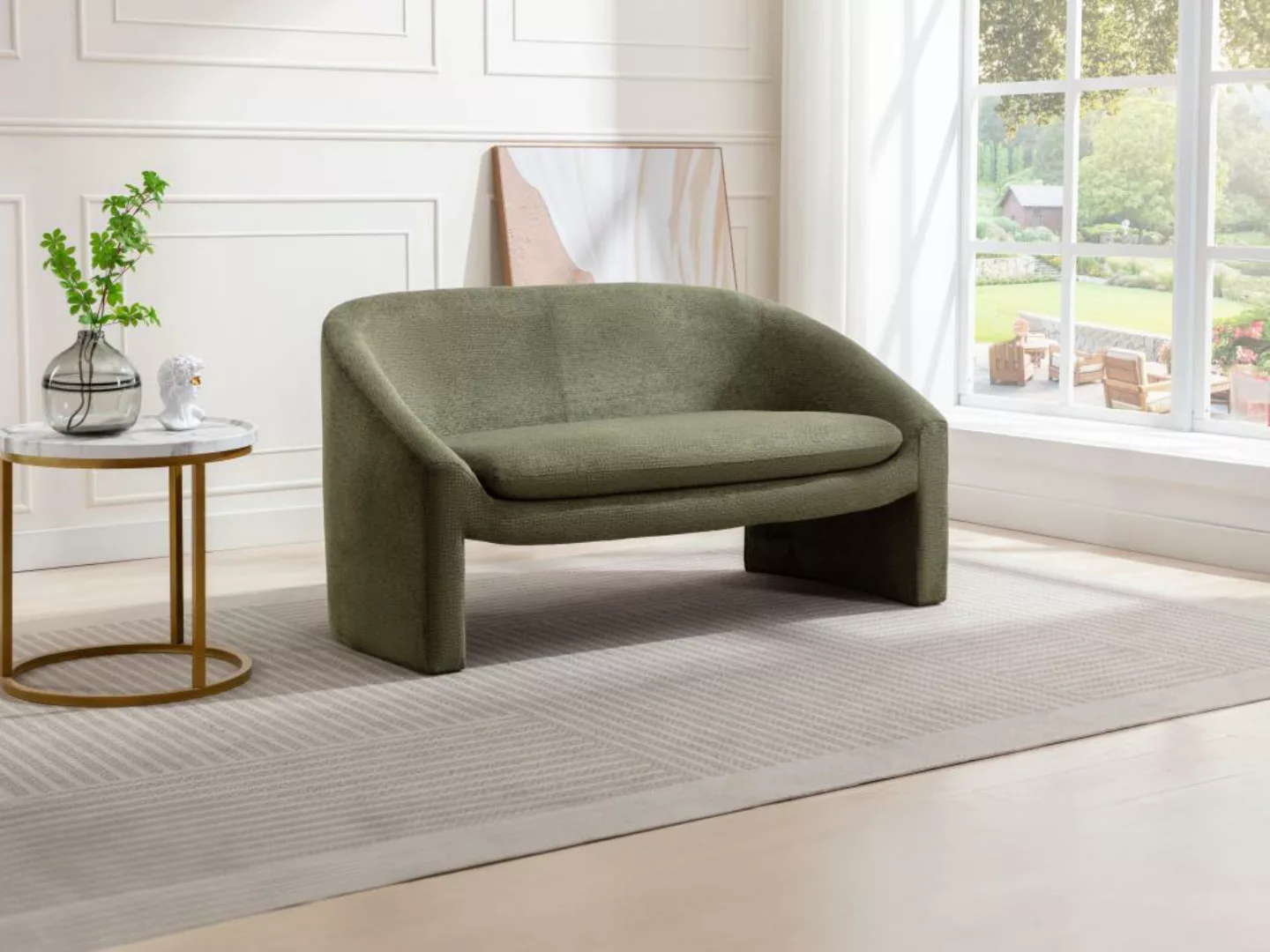 Sofa 2-Sitzer - Stoff - Grün - OSSANA günstig online kaufen
