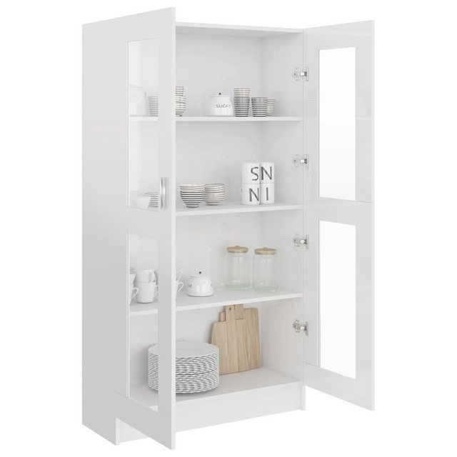 vidaXL Vitrine Bücherschrank Vitrinenschrank Vitrine Hochglanz-Weiß 82,5x30 günstig online kaufen