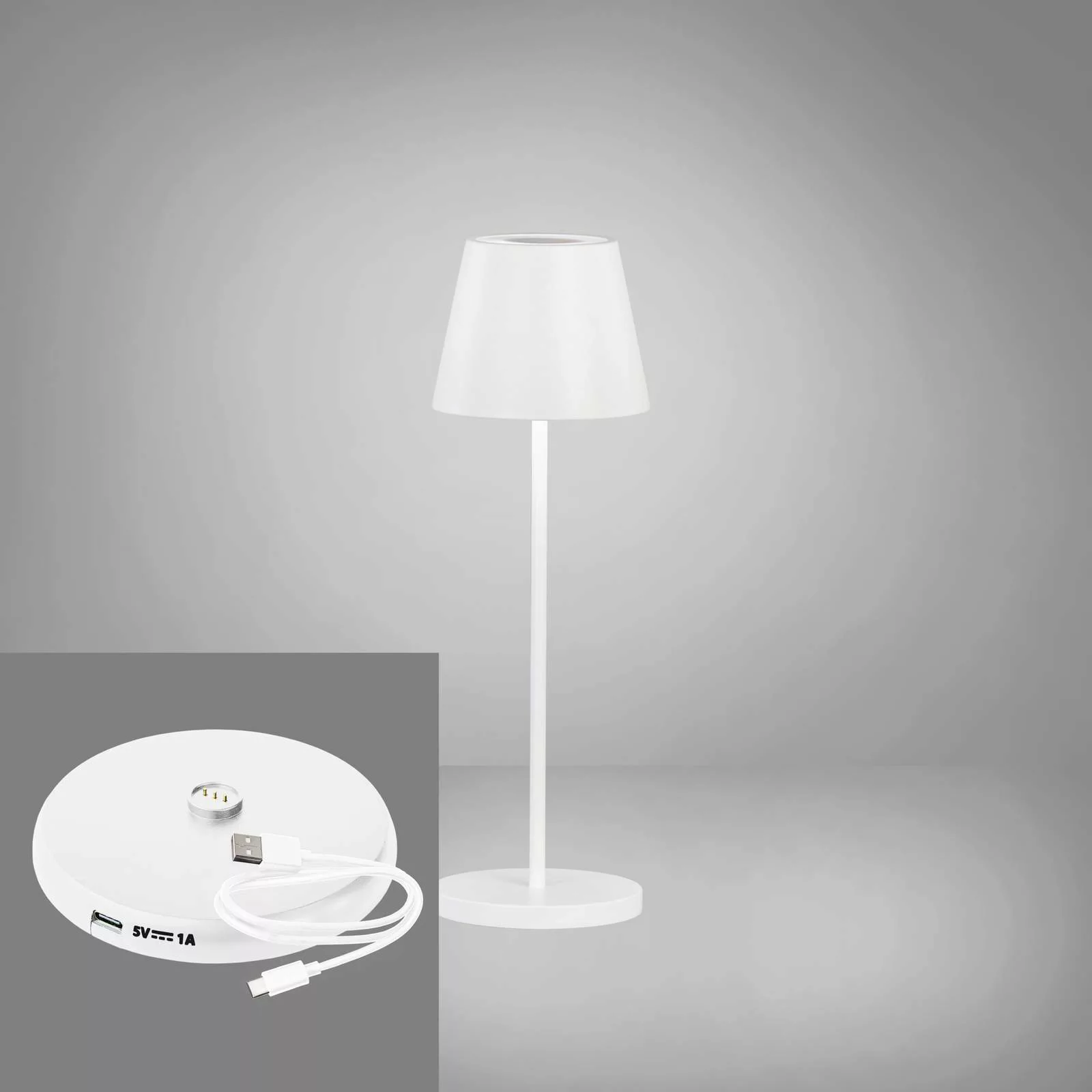 LED-Akku-Tischlampe Cosenza 2.0 Höhe 34cm sandweiß günstig online kaufen