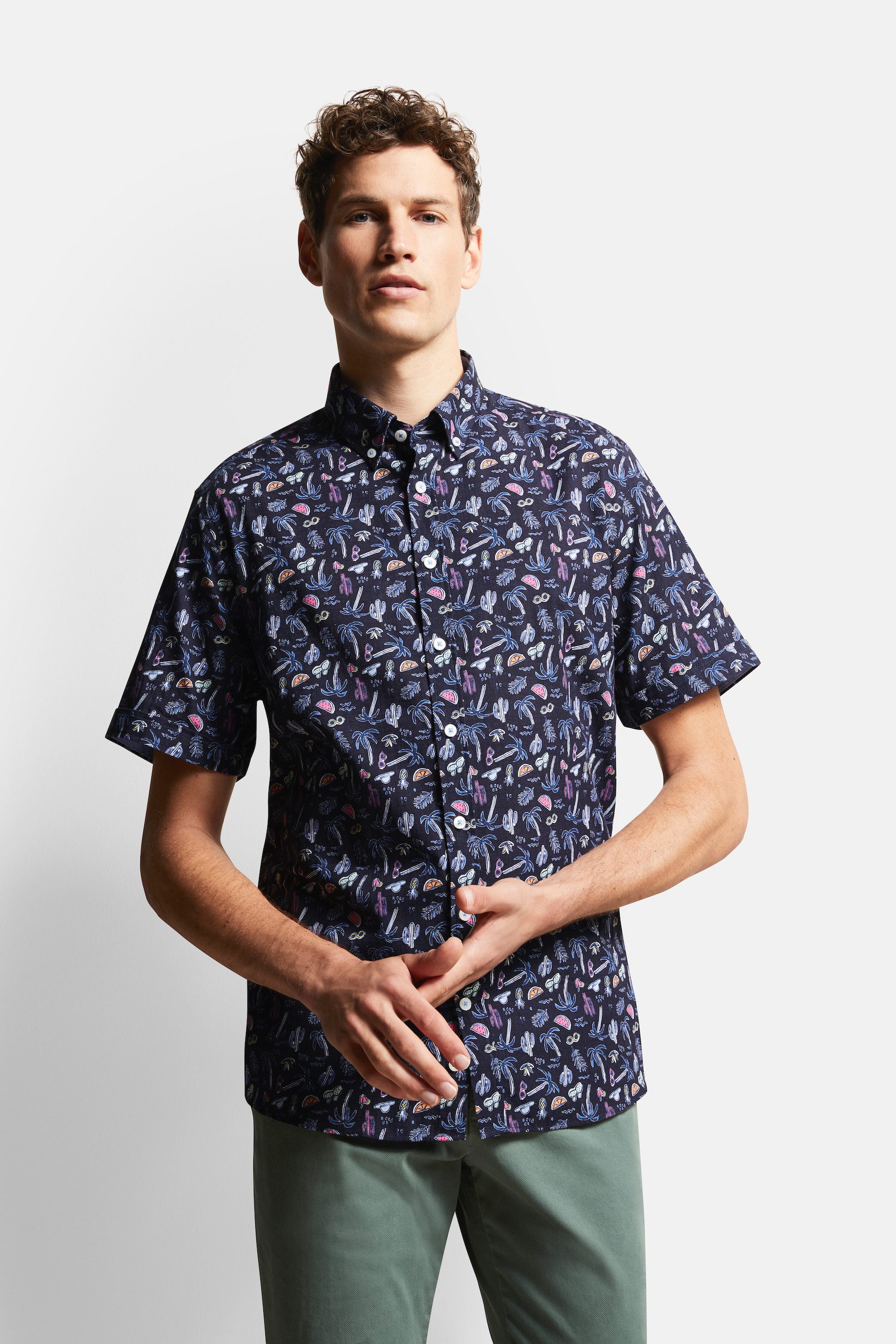 bugatti Kurzarmhemd, mit sommerlichen Prints günstig online kaufen