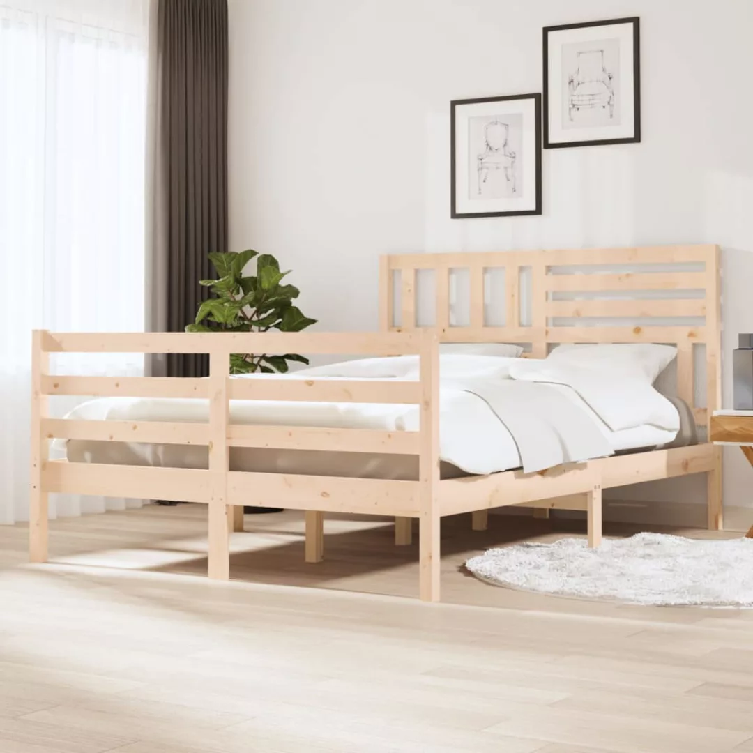 vidaXL Bettgestell Massivholzbett 135x190 cm 4FT6 Double Bett Bettrahmen Be günstig online kaufen