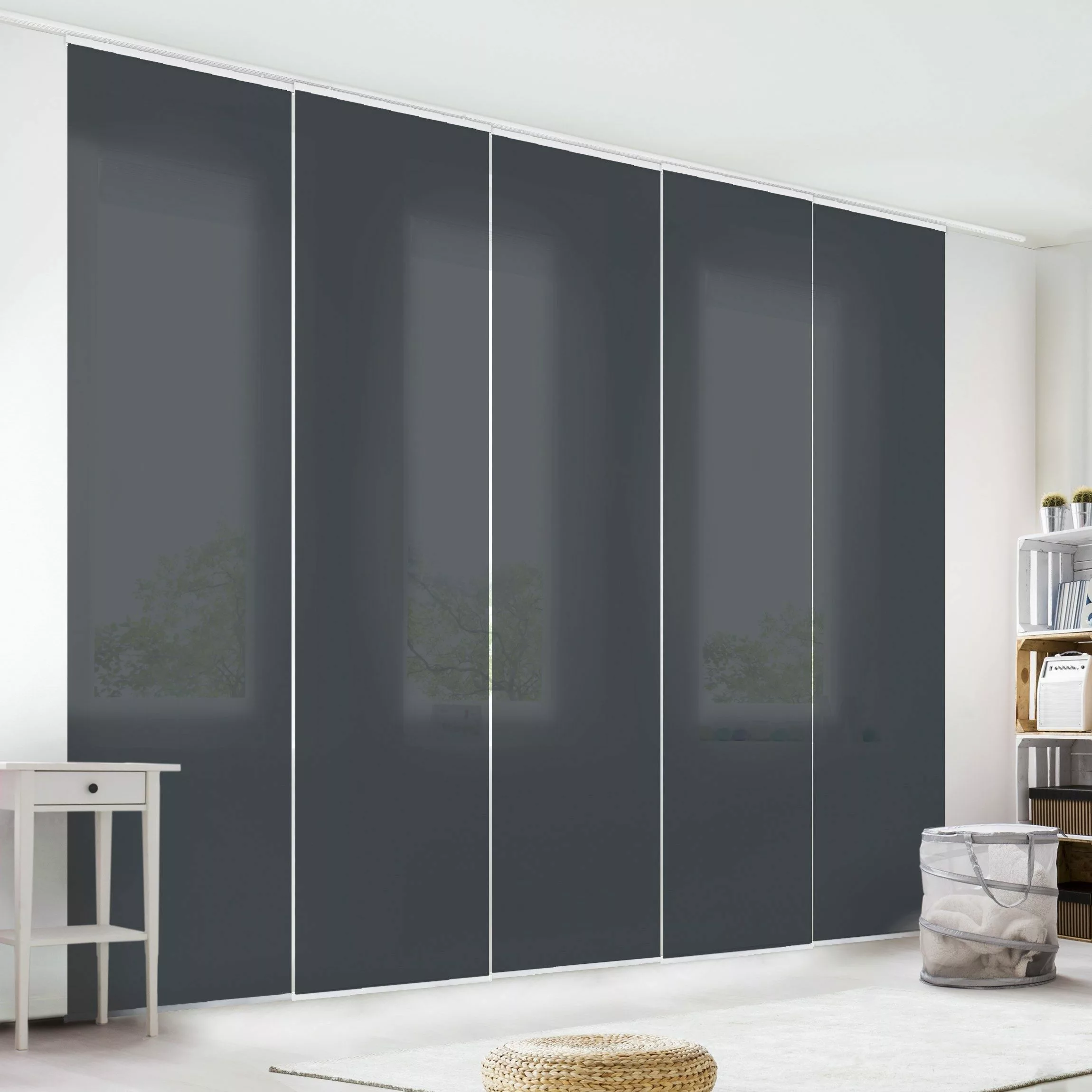 Bilderdepot24 Schiebegardine modern Flächenvorhang blickdicht Mondgrau, günstig online kaufen