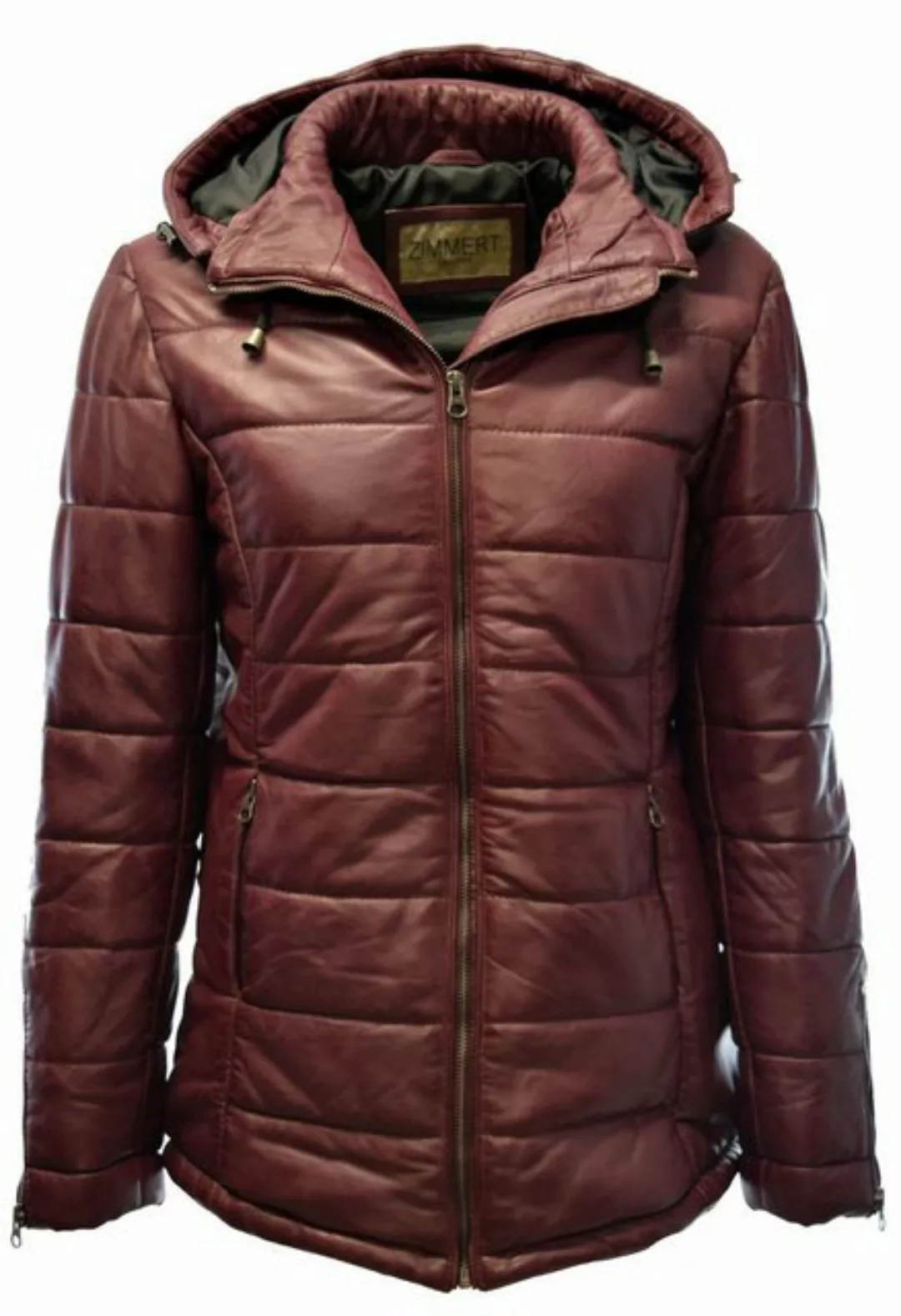 Zimmert Leather Lederjacke Jana Kapuze, Steppjacke, Kapuze, Washed, Beere, günstig online kaufen