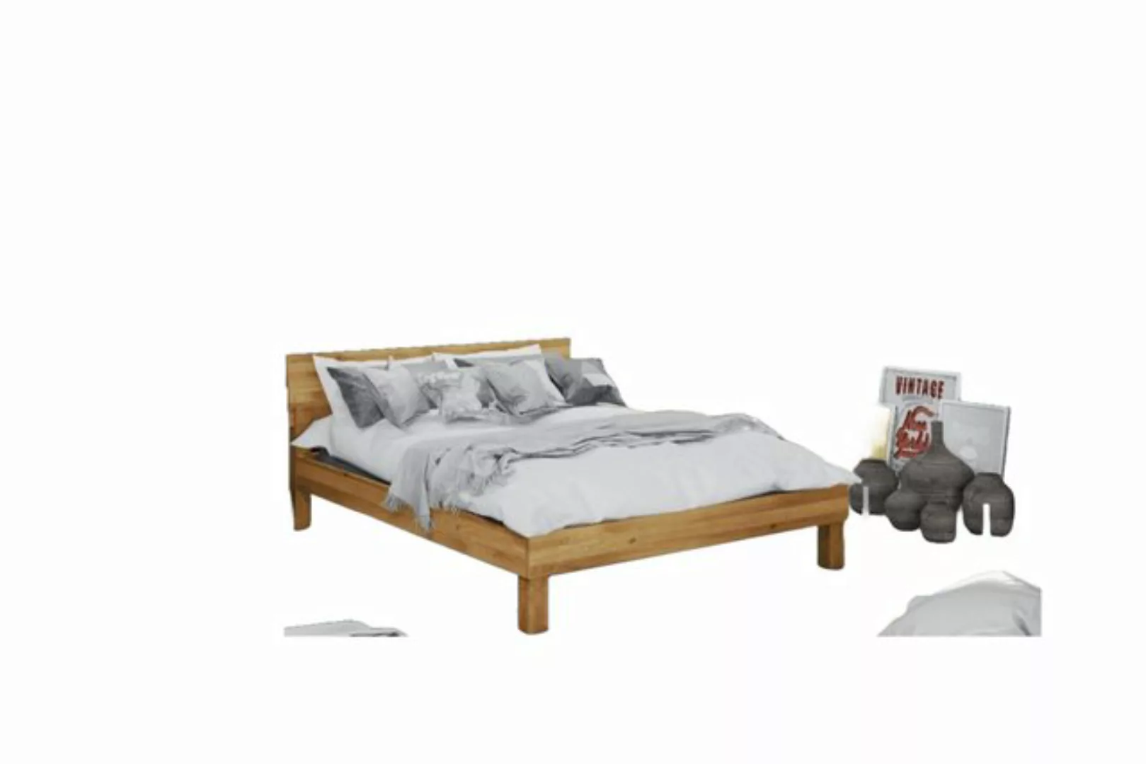 Natur24 Einzelbett Bett Ringo 1 Sonderlänge 120x210 Wildeiche Holzkopfteil günstig online kaufen