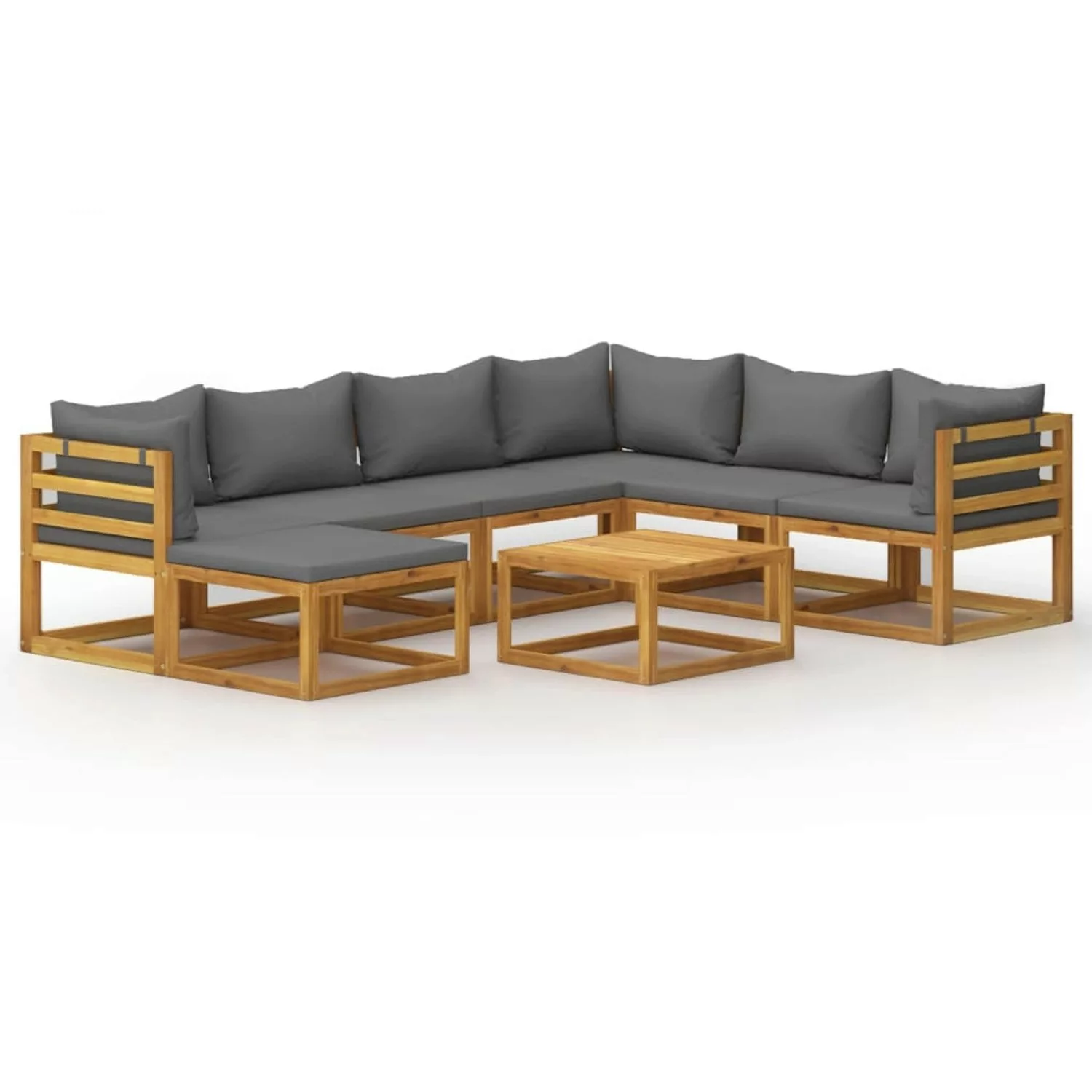 8-tlg. Garten-lounge-set Mit Auflagen Massivholz Akazie günstig online kaufen