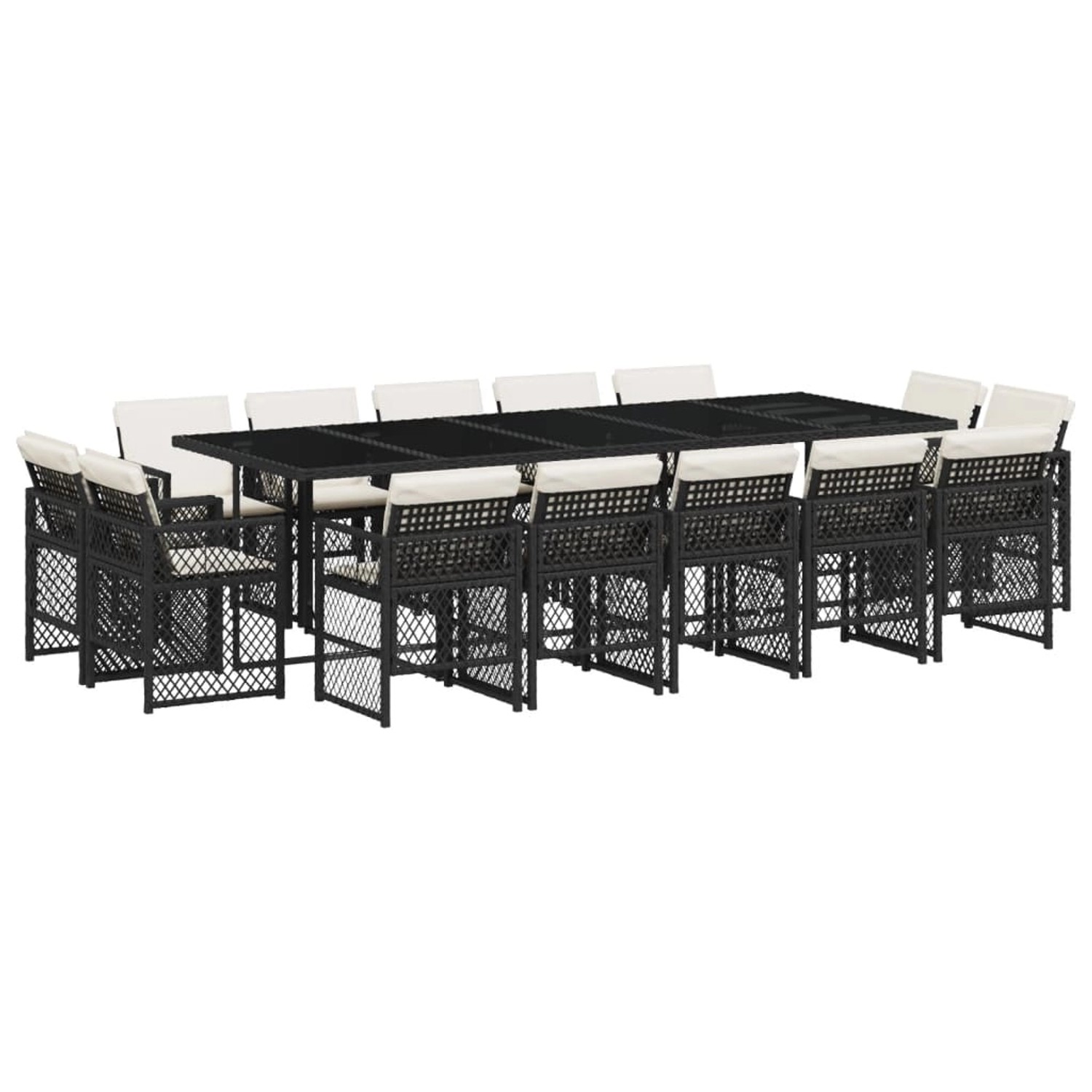 vidaXL 15-Tlg Garten-Essgruppe mit Kissen Schwarz Poly Rattan 3210870 günstig online kaufen