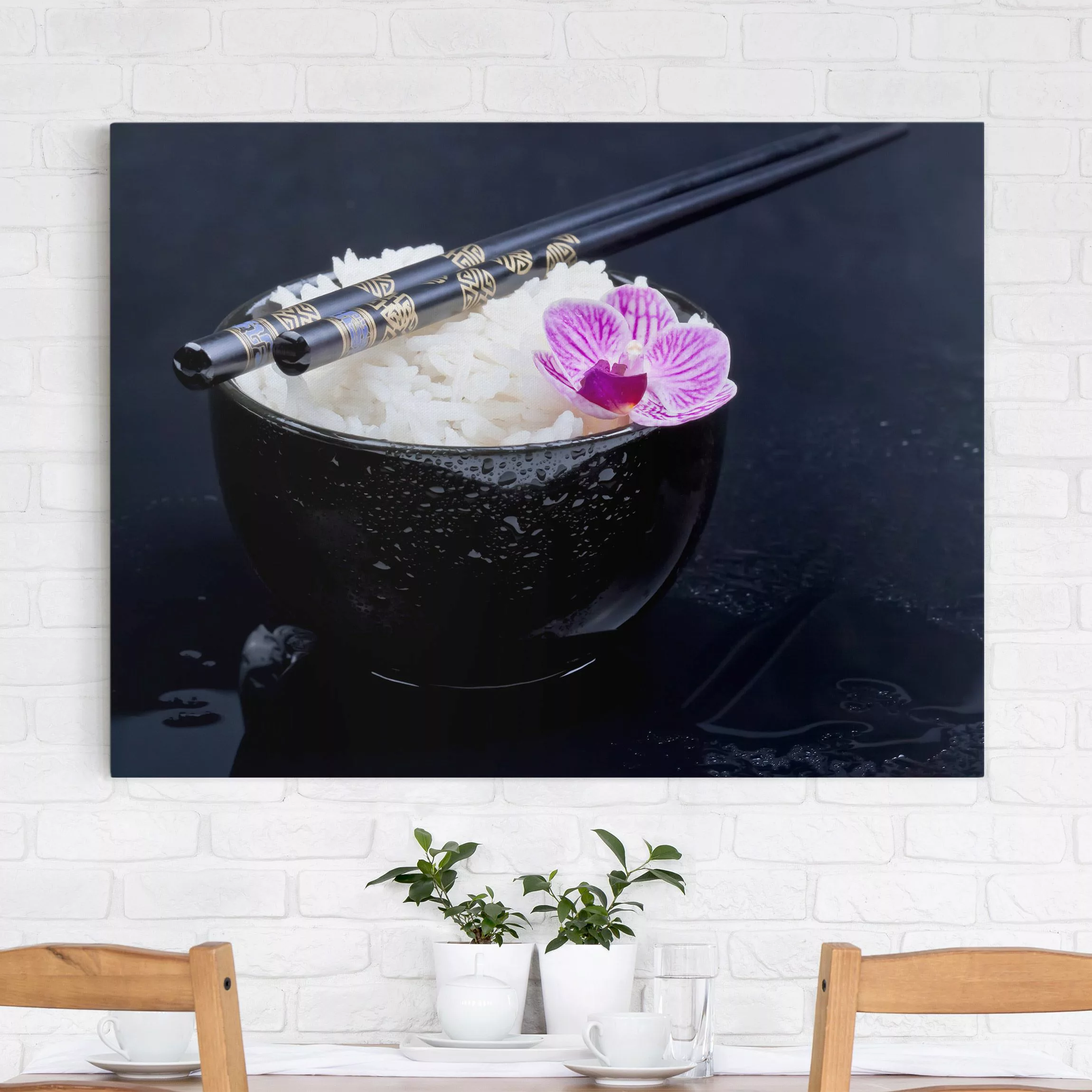 Leinwandbild Reisschale mit Orchidee günstig online kaufen