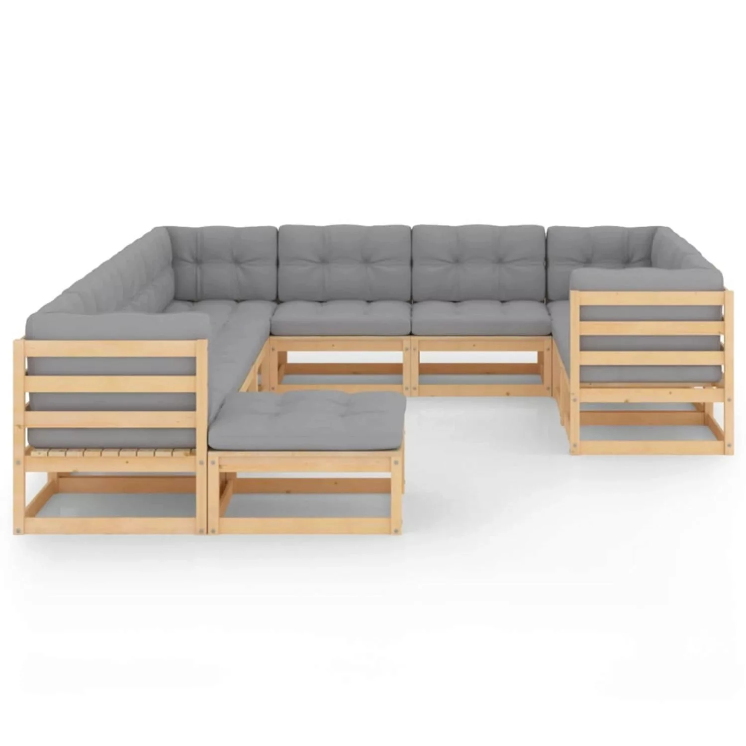 11-tlg. Garten-lounge-set Mit Kissen Kiefer Massivholz günstig online kaufen