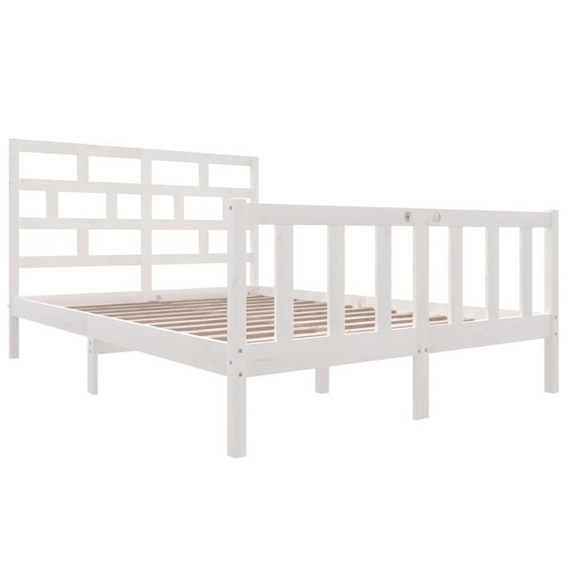 vidaXL Bettgestell Massivholzbett Weiß Kiefer 150x200 cm 5FT King Size Bett günstig online kaufen