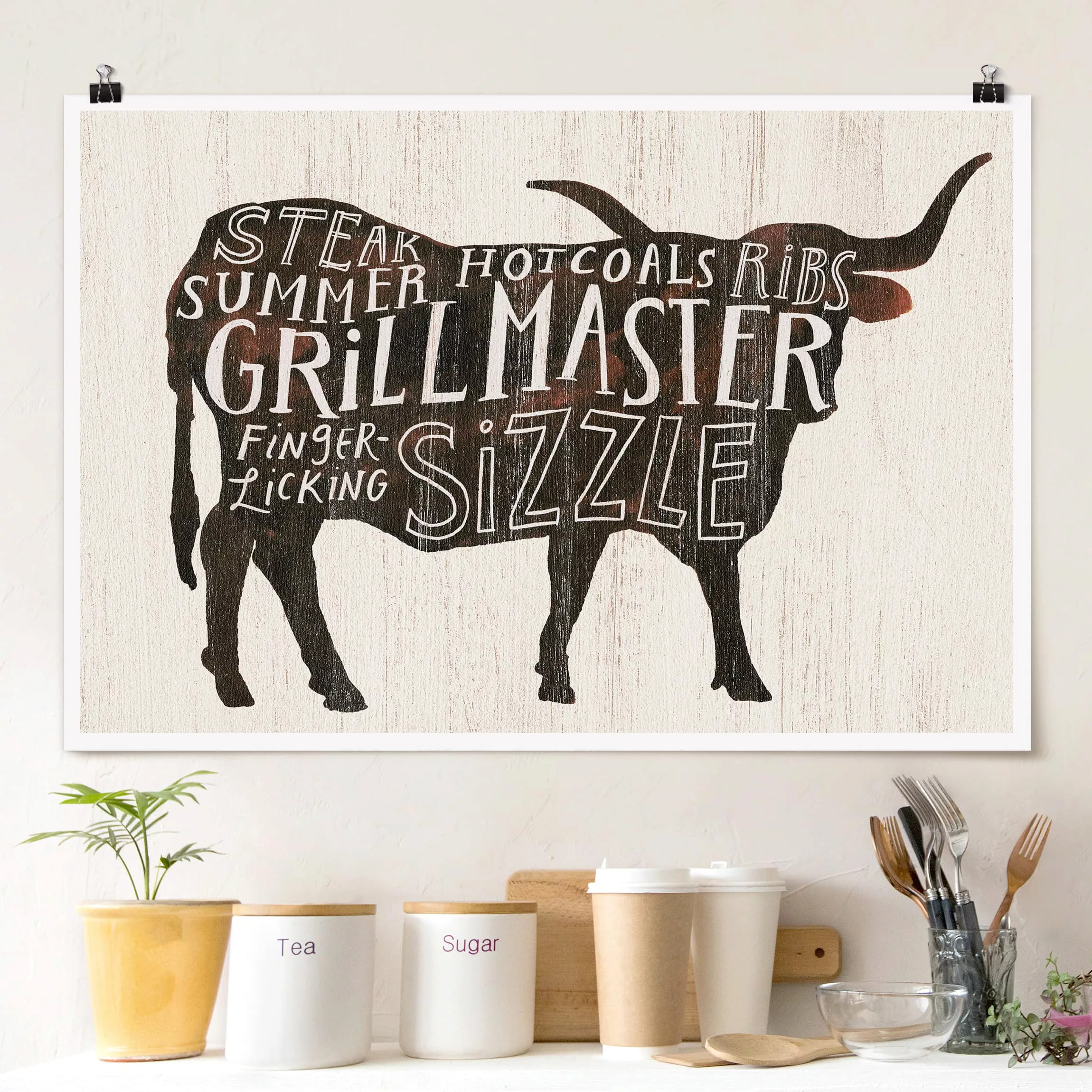 Poster Küche - Querformat Bauernhof BBQ - Rind günstig online kaufen