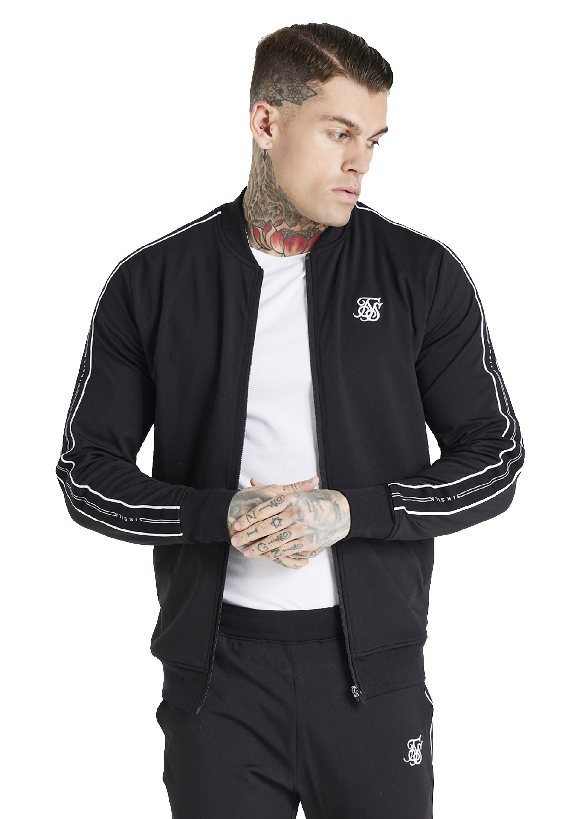 SikSilk Herren Bomberjacke STATUS TAPE TRACK BOMBER SS-18625 Black Schwarz günstig online kaufen