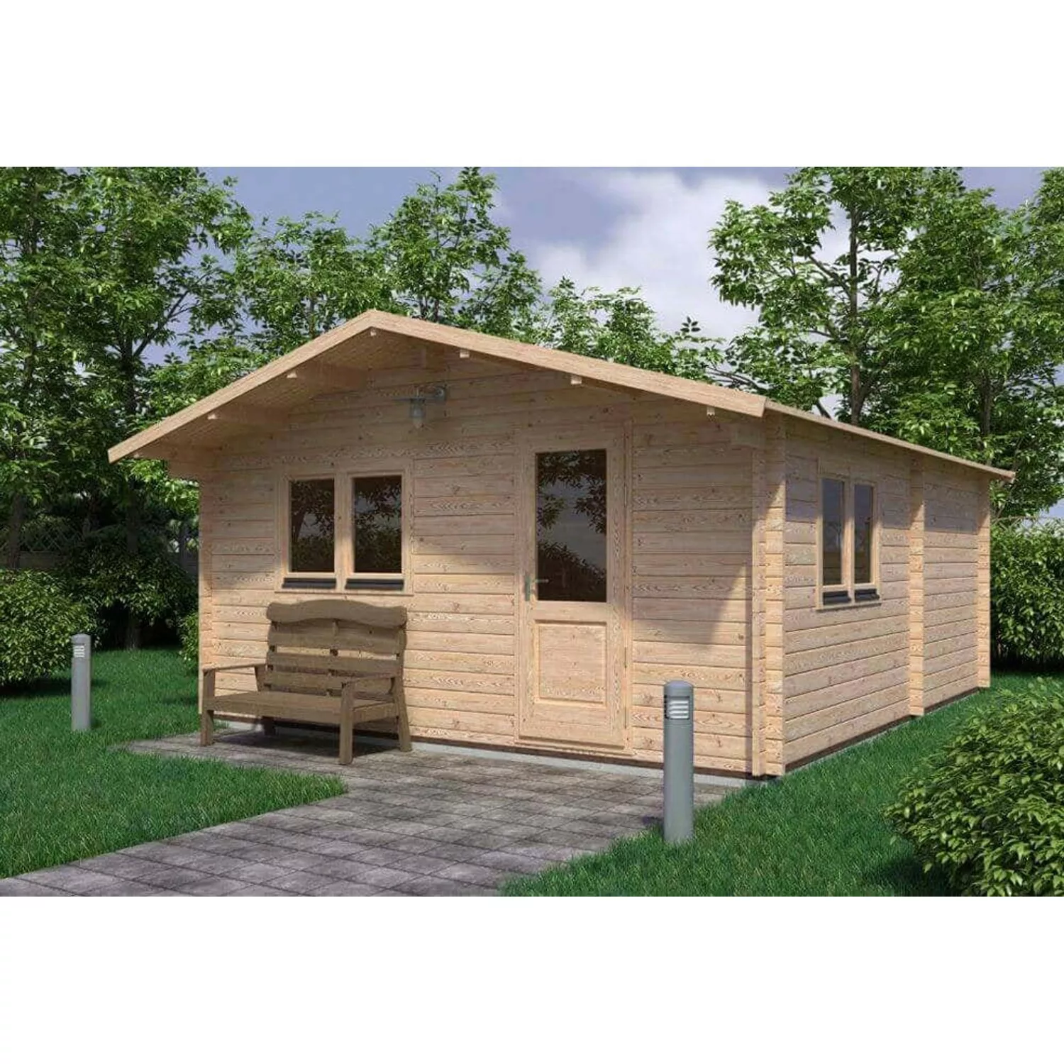 Alpholz Gartenhaus/Gerätehaus Eko Satteldach 500 cm x 642 cm Hellbraun günstig online kaufen