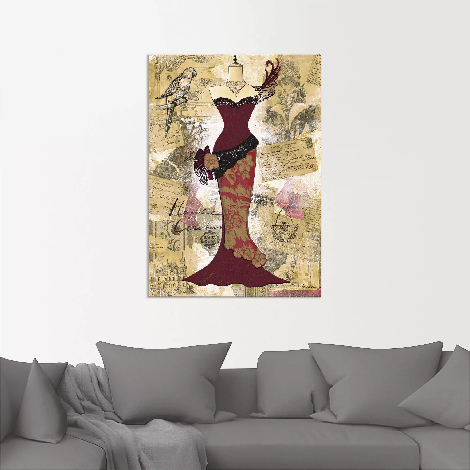 Artland Wandbild "Antikes Kleid - Collage", Mode, (1 St.), als Alubild, Out günstig online kaufen