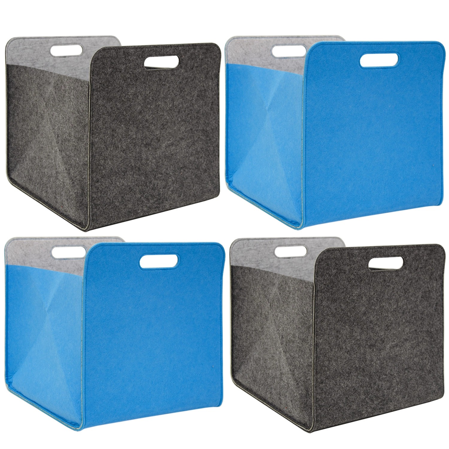 DuneDesign Filz Aufbewahrungsbox für Kallax Regal 33 x 33 x 38 cm 4er Grau günstig online kaufen