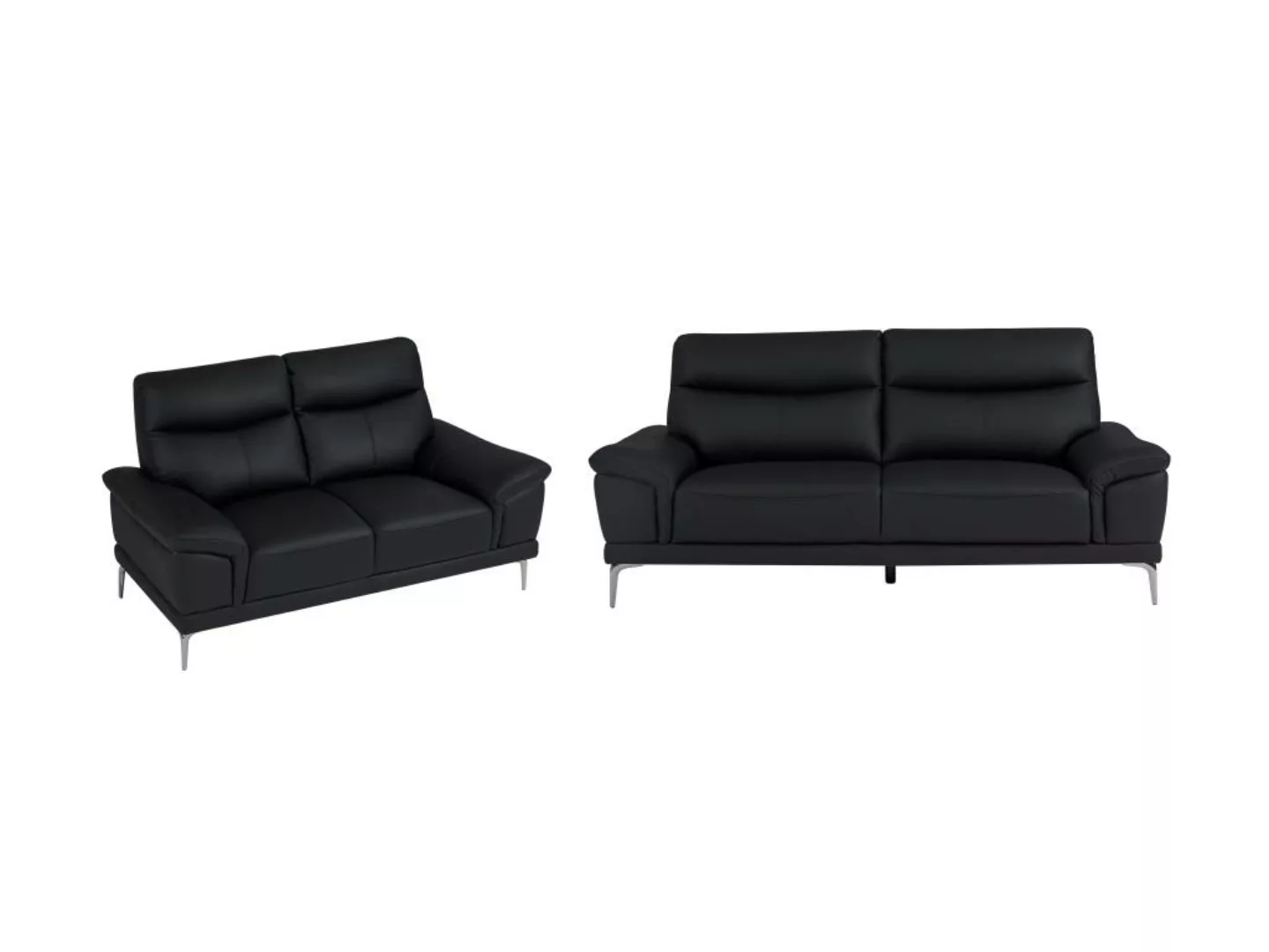 Sofagarnitur 3- + 2-Sitzer - Leder - Schwarz - ATESSO günstig online kaufen