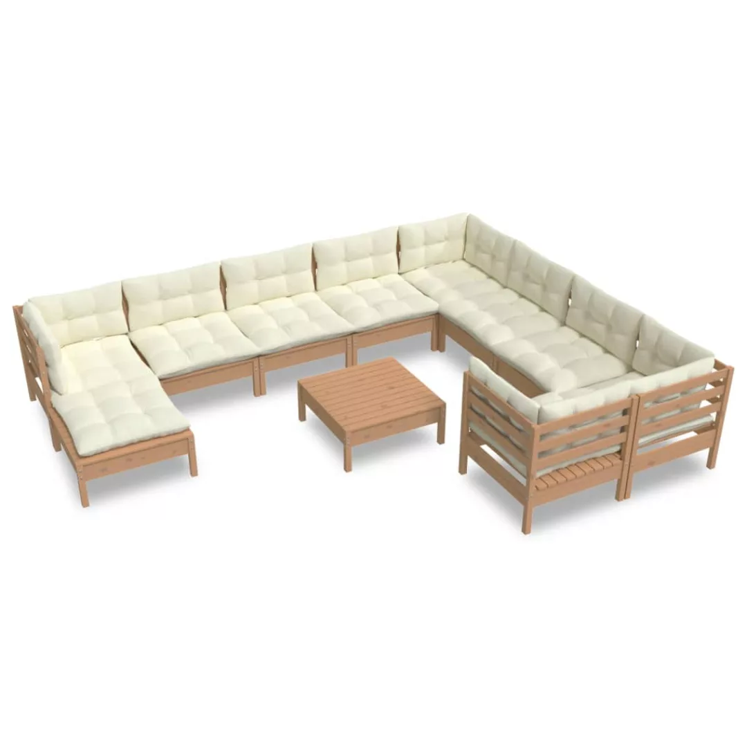 11-tlg. Garten-lounge-set Mit Kissen Honigbraun Kiefernholz günstig online kaufen