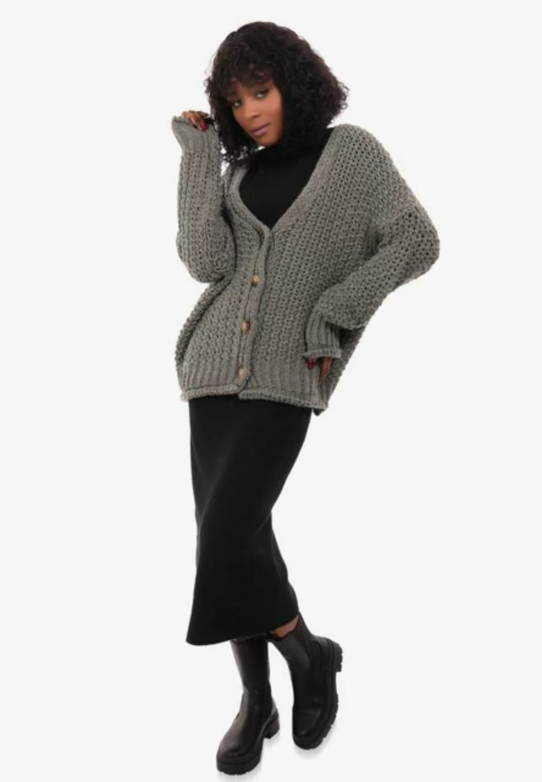 YC Fashion & Style Cardigan Lässig geschnittener Grobstrick-Cardigan Basic günstig online kaufen