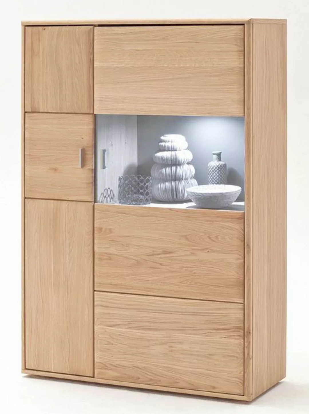 MCA furniture Vitrine Highboard Tarragona (R), Eiche Bianco, LED Beleuchtun günstig online kaufen