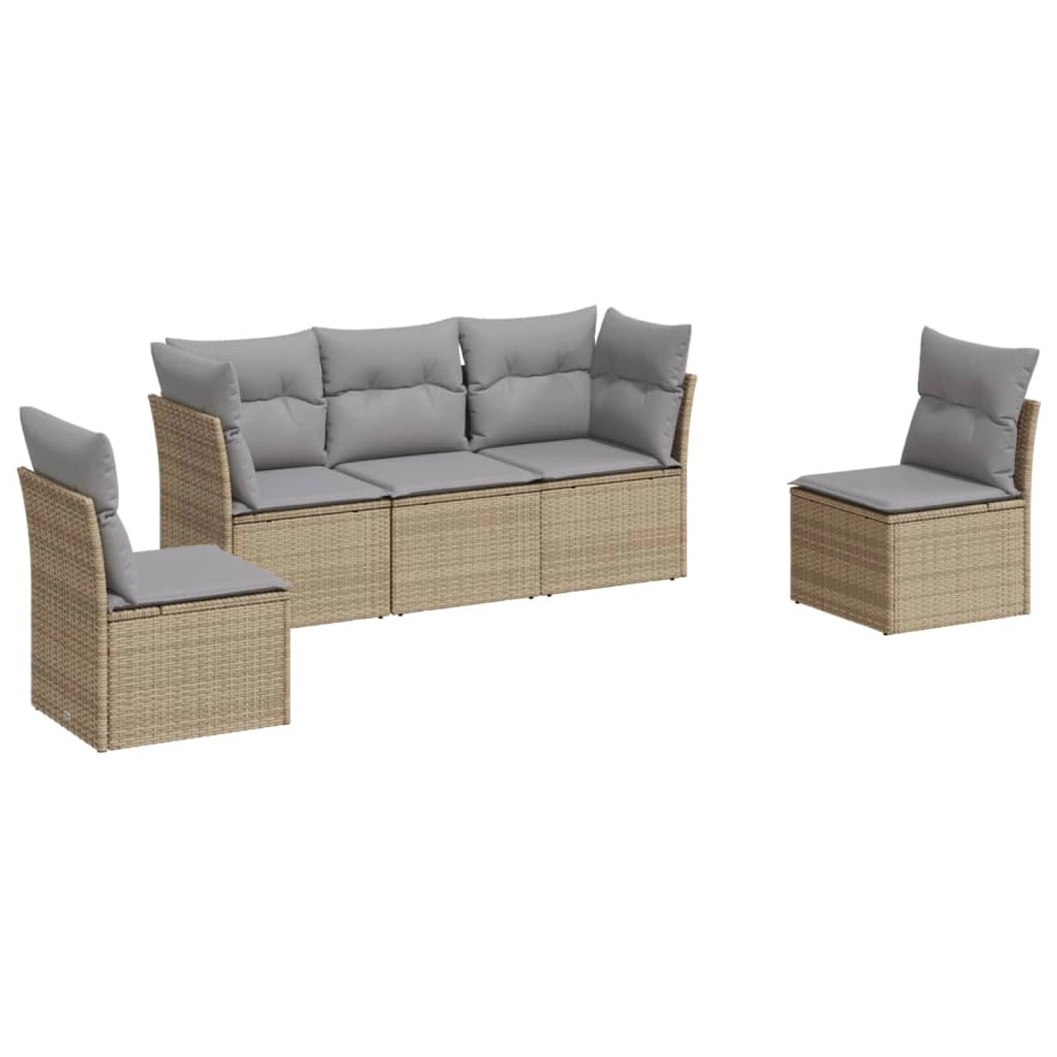 vidaXL 5-tlg Garten-Sofagarnitur mit Kissen Beige Poly Rattan Modell 25 günstig online kaufen