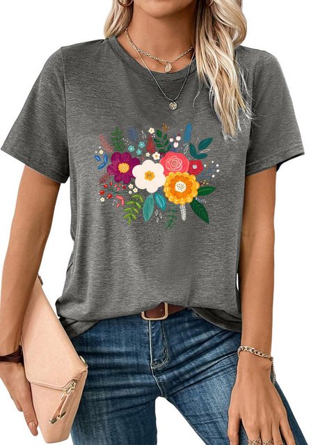 PYL T-Shirt Damen Sommer Casual Basic-Shirts Kurzarm Lockere Tops Tee günstig online kaufen