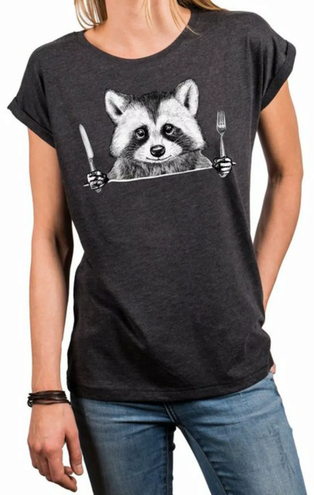 MAKAYA Print-Shirt Waschbär Cool Lustig Extravagant Ausgefallen Modische So günstig online kaufen