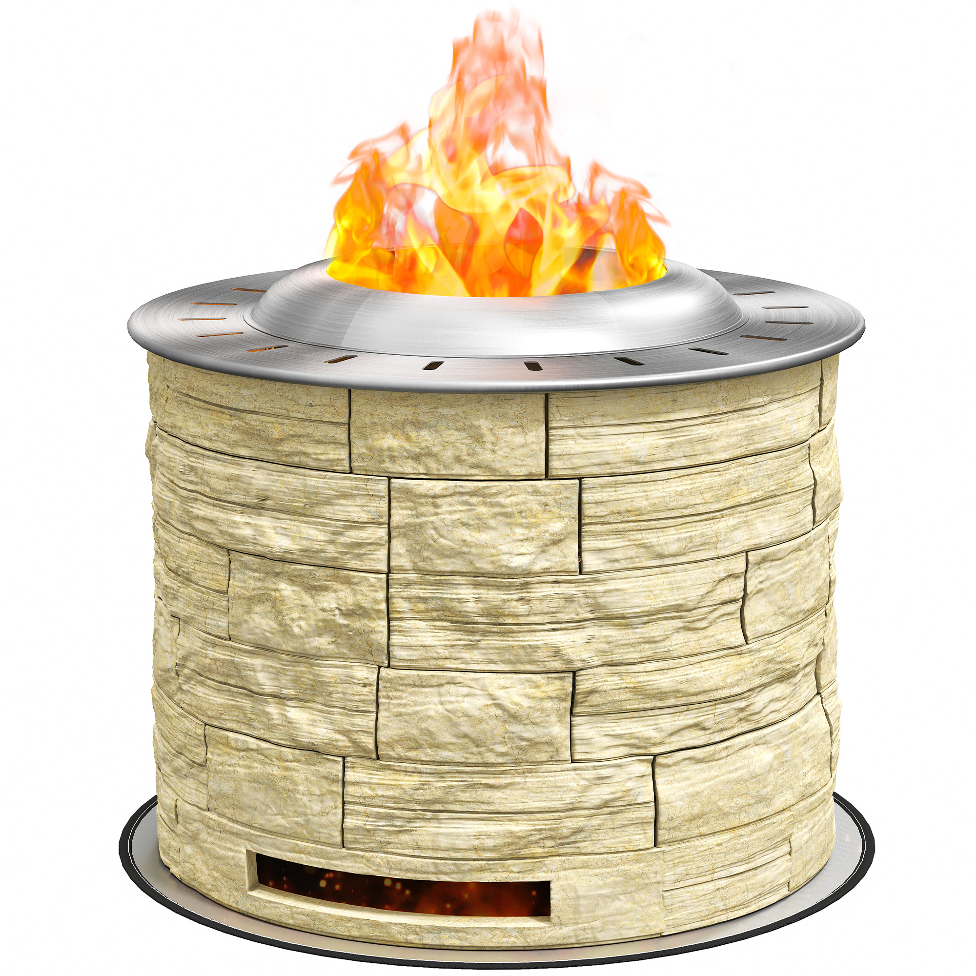 Outsunny Feuerschale  Holzbrennende Feuerstelle & Tischfeuer mit Bodenschut günstig online kaufen