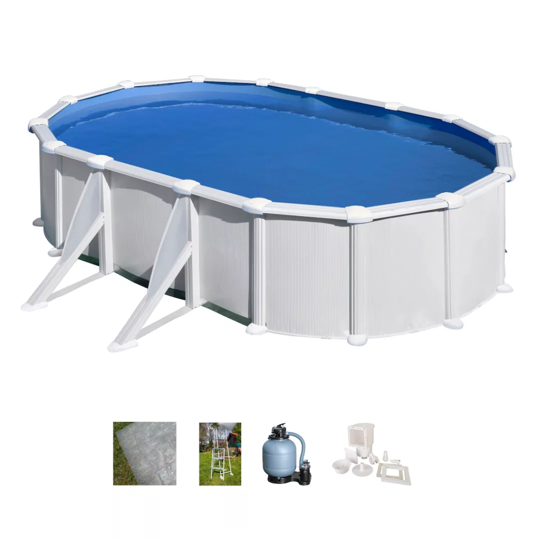 Gre Stahlwand-Pool Atlantis 610 cm x 375 cm x 132 cm Oval Weiß günstig online kaufen