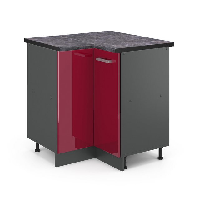 Vicco Eckunterschrank R-Line, Bordeaux Hochglanz/Anthrazit, 75.6 cm, AP Ant günstig online kaufen