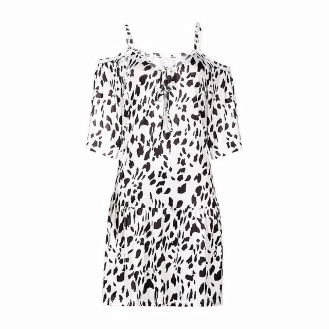 RUZU UG Midikleid Lockeres Camisole-Kleid mit Leopardenmuster und Puffärmel günstig online kaufen